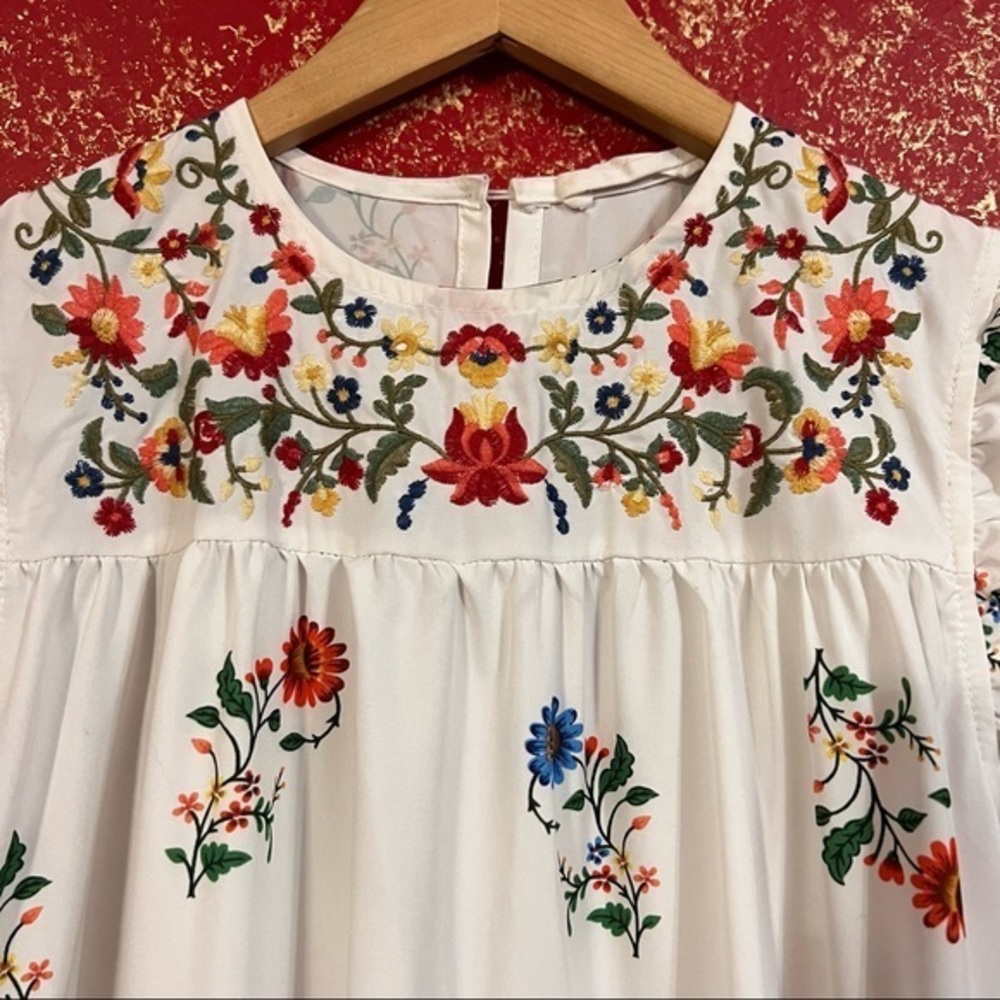 GOODNIGHT MACAROON'OPHELIA' FRILLED EMBROIDERED FLORAL PRINT MAXI DRESS L - Picture 2 of 11